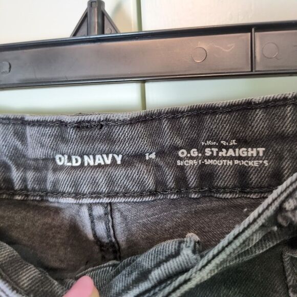 Old Navy High Rise OG Straight Women 14 Secret-Smooth Pockets Black Jean Shorts - Picture 2 of 3